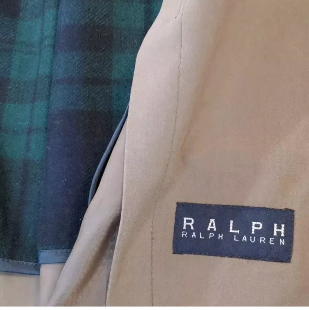 Ralph Lauren Trench Coat 44L Wool Liner Old Money English Country Khaki Green - Picture 13 of 16